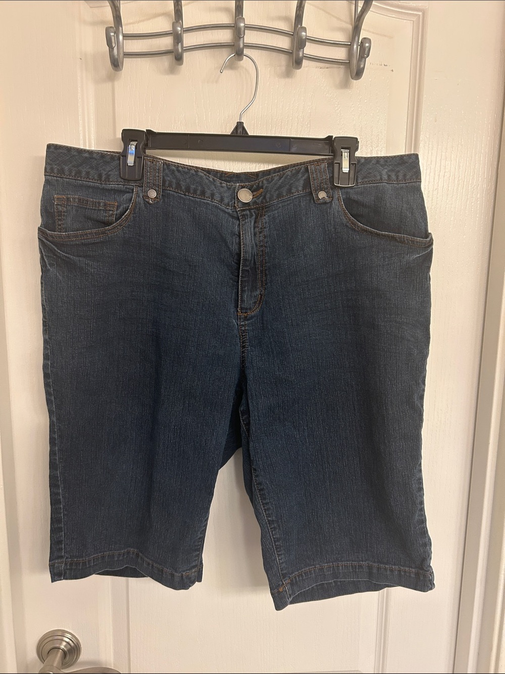 Avenue Dark Blue Denim Jean Shorts